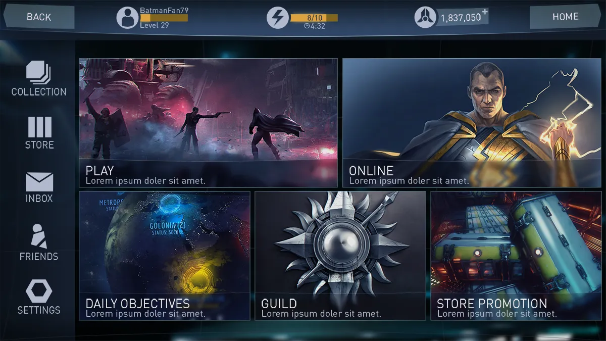 Injustice 2 Mobile — design work by Brian Wing