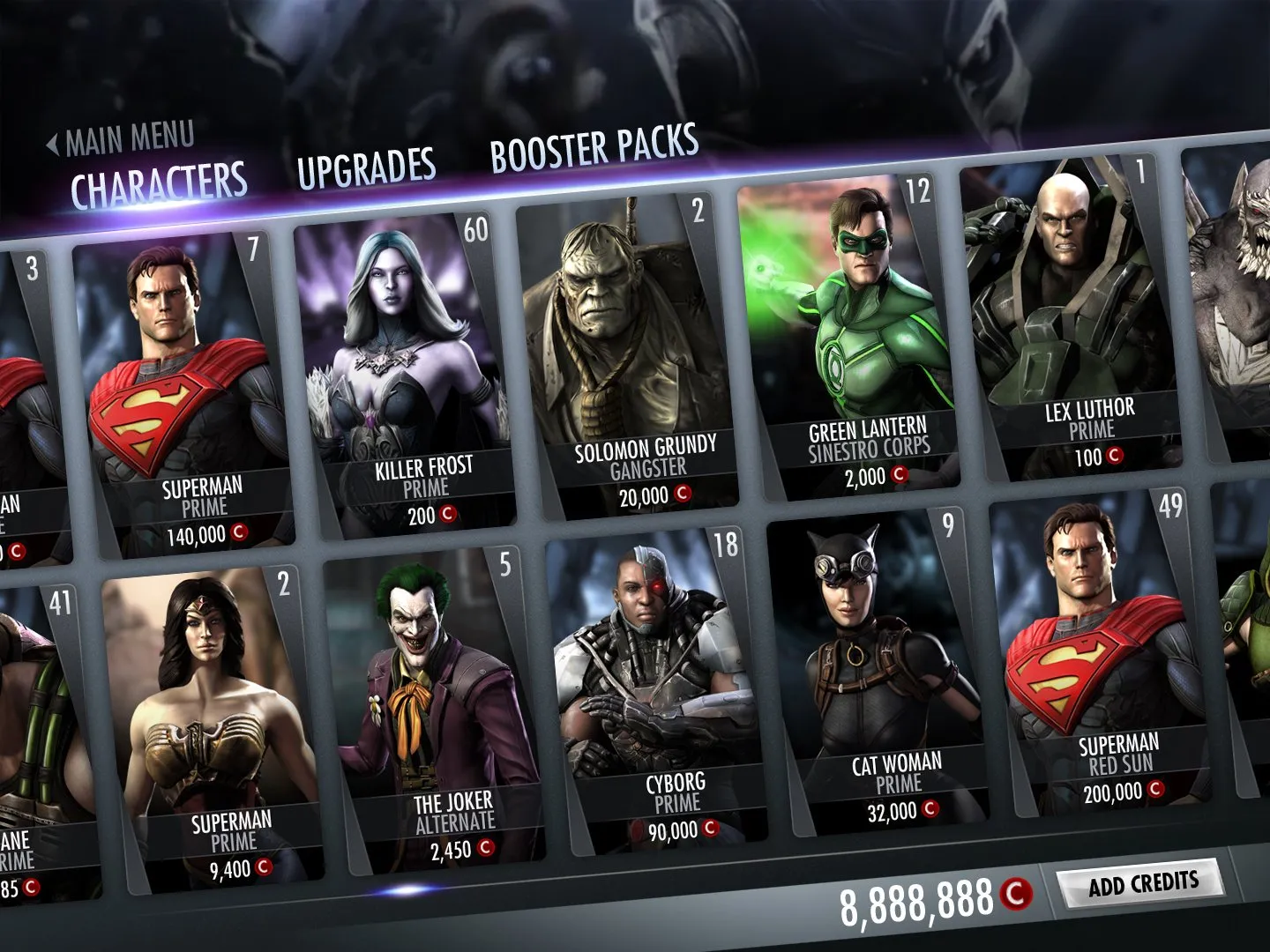 Injustice Mobile — design work by Brian Wing